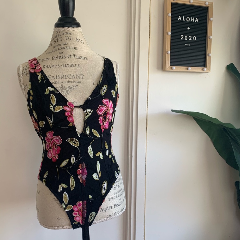 Black Floral Lace Bodysuit